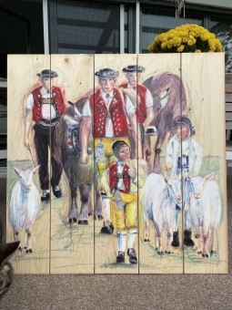 Sylvia Buehler – Holzbild – Alpfahrt